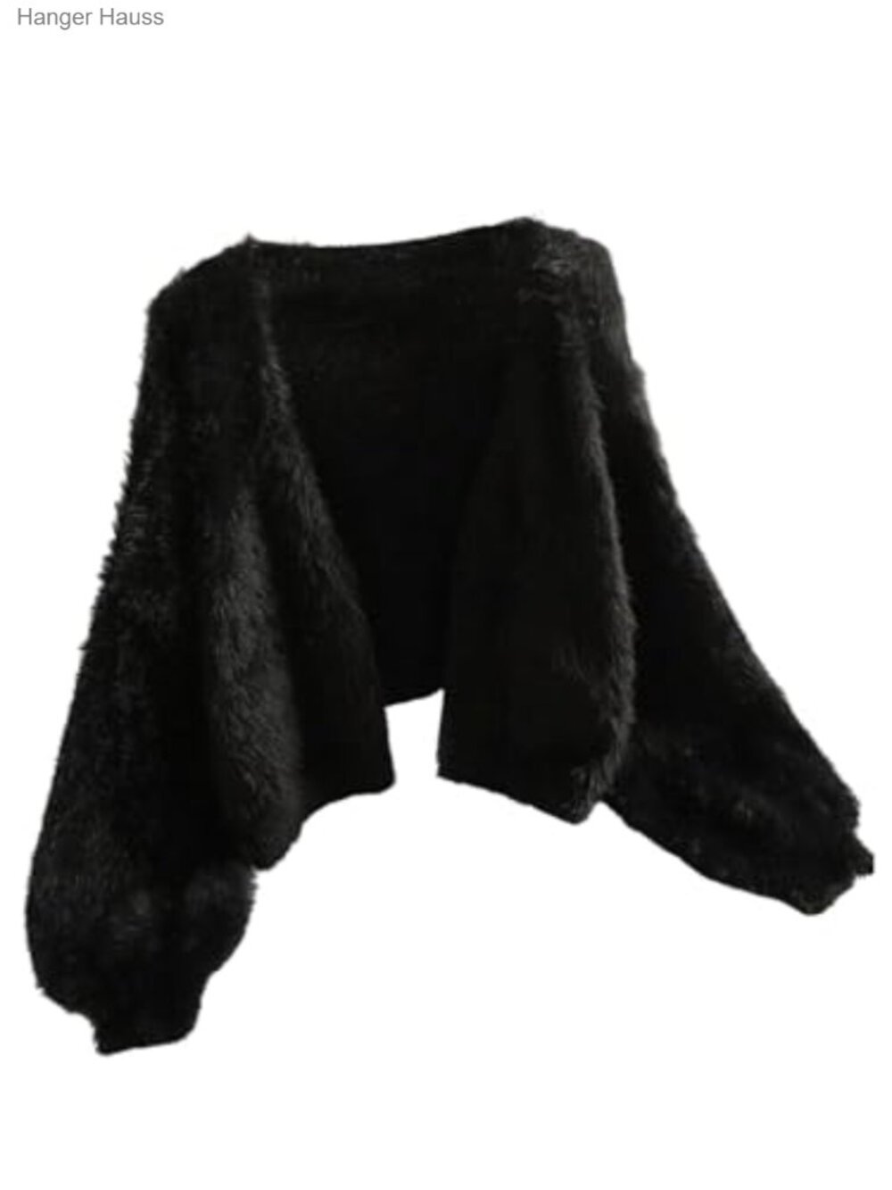 Fuzzy Cropped Cardigan Faux Fur Open Front Sweater Loose Fit